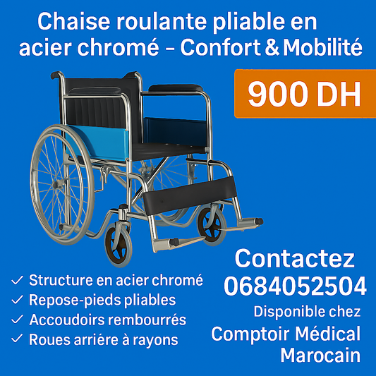 Chaise roulante pliable – Confort, mobilité et autonomie au quotidien