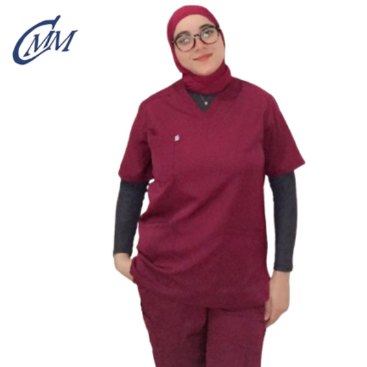 Pyjama médical demi-manche – Couleur Grena